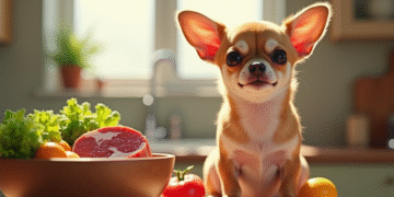 Chihuahua sain avec légumes frais et viande maigre