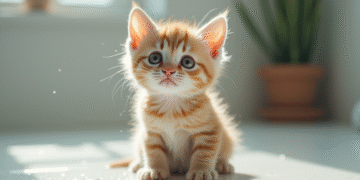 Petit chaton mouille sur le sol de la salle de bain
