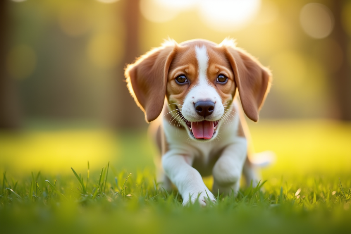 Chiot beagle jouant dans l