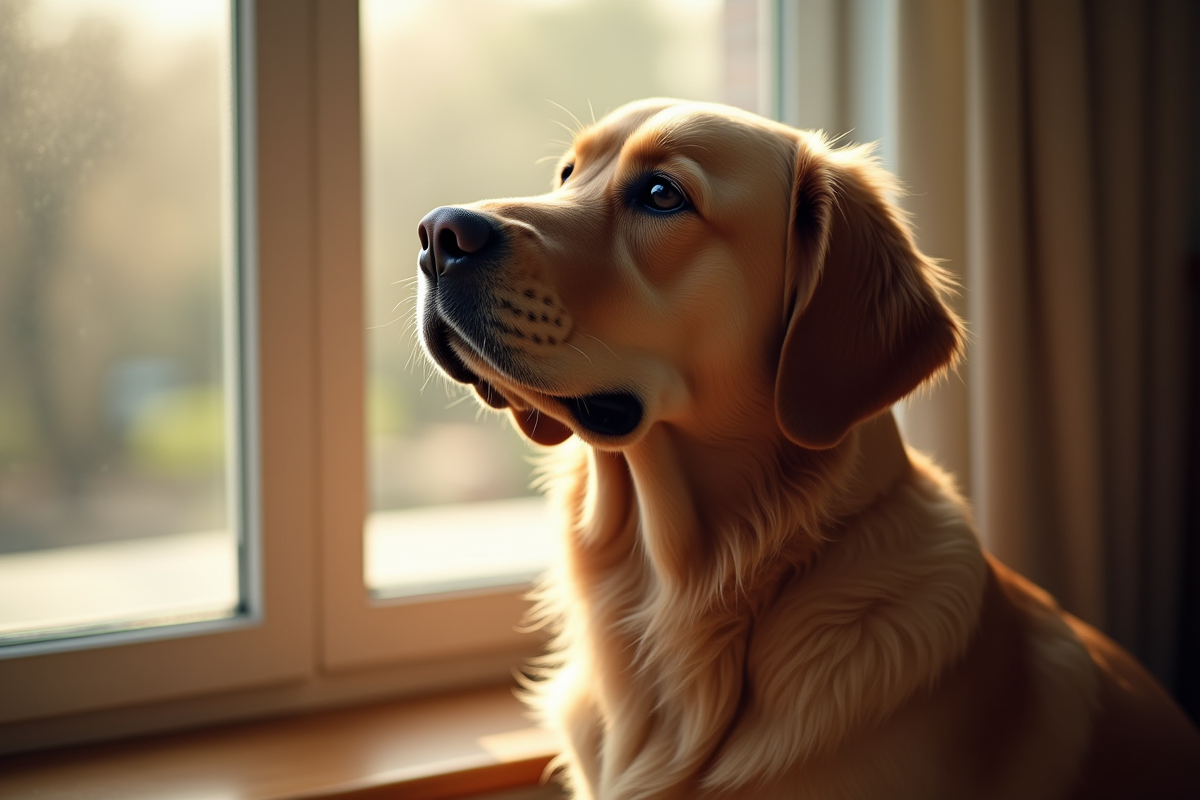 Labrador assis près d