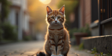 Chat errant timide et vulnérable au matin