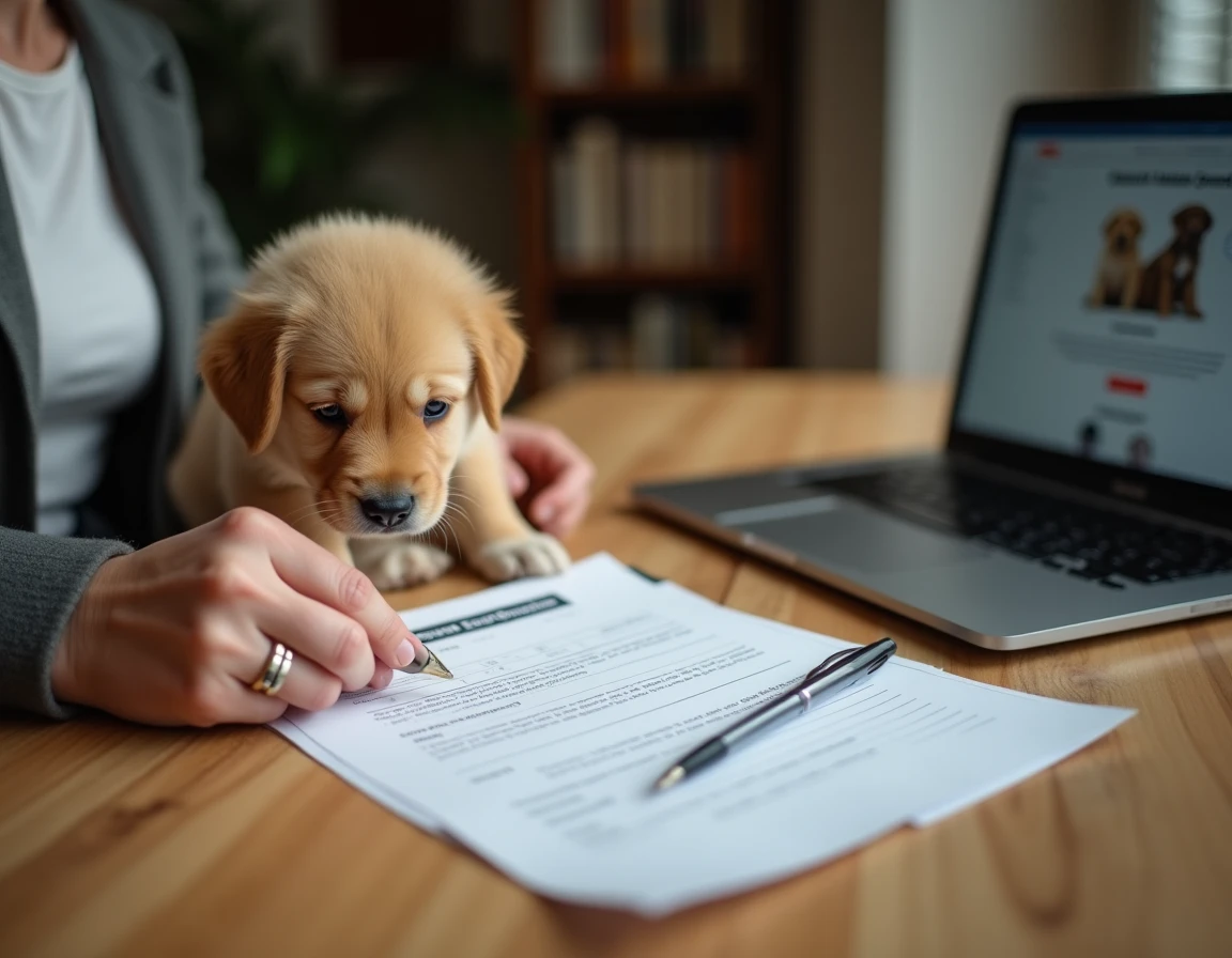 Documents officiels et pedigree d'un Golden Retriever miniature vérifiés avant l'achat pour éviter les arnaques